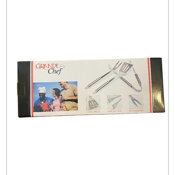 Grande Chef 3 Piece Stainless BBQ Tool Set - Picture 1 of 4